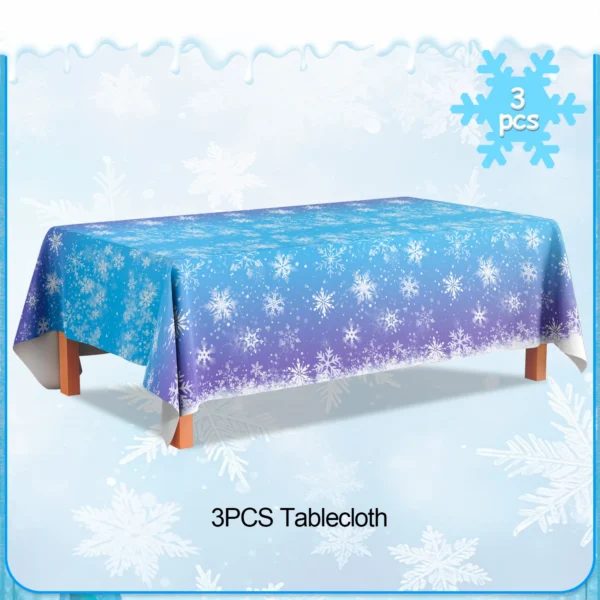 Winter Snowflake Party Tablecloths,3pcs Snowflake Party Decorations Tablecloths set-for Winter Snowflake Birthday Party Supplies - Image 6