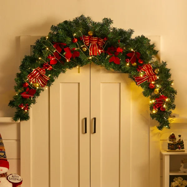 180CM Christmas Cow Horns Shape Rattan Christmas Garland with LED light, Style A - Image 3
