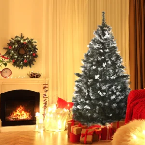 5FT Artificial Snow-Dipped Christmas Tree Xmas Decor w/ Berries Stand