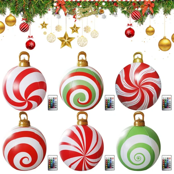 24 Inch Giant Inflatable Christmas Balls Large Outdoor Decorated Ball with Light and Remote PVC Giant Inflatable Christmas Balls