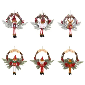Christmas Elk Wooden Garland Multifunctional Snowman Hanging Garland Decorative Festival Theme for Holiday Indoor Outdoor Decor
