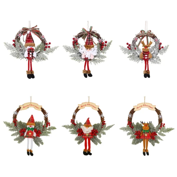 Christmas Elk Wooden Garland Multifunctional Snowman Hanging Garland Decorative Festival Theme for Holiday Indoor Outdoor Decor