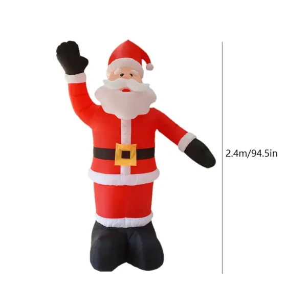 Inflatable Waving Hand Santa Claus 2.4M Illuminated Santa Claus Ornament with LED Light for Xmas Garden Party Decor - Image 6
