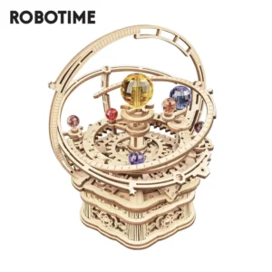 84pcs Rotatable DIY 3D Starry Night Wooden Model Building Kit Block Assembly Music Box Toy Gift for Children Adult