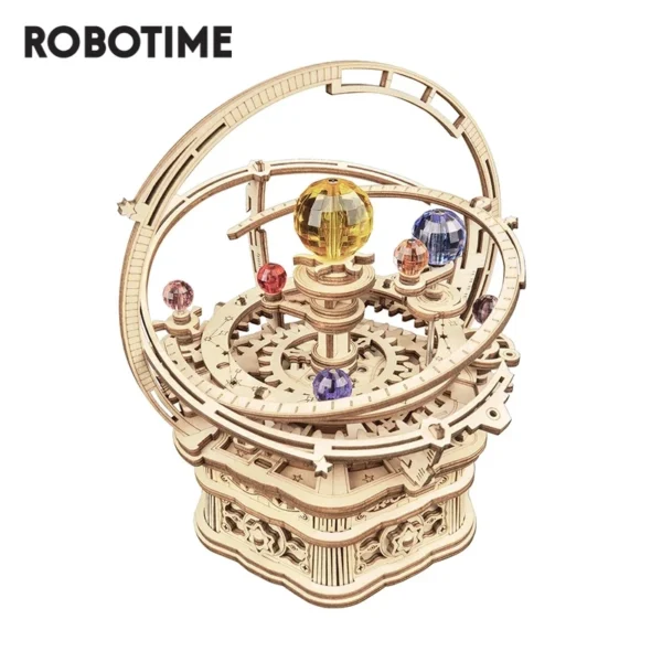 84pcs Rotatable DIY 3D Starry Night Wooden Model Building Kit Block Assembly Music Box Toy Gift for Children Adult
