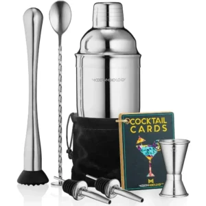 Cocktail Shaker Set Drink Mixer 8-Piece Portable Bartender Kit with 24oz Martini Shaker Barware Tool Set 2 Pourers