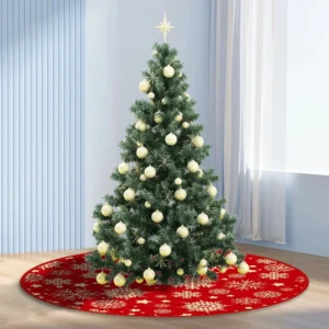 35.4inch Christmas Tree Skirts Snowflake Pattern Xmas Tree Bottom Decor Mat Christmas Tree Decoration Indoor Outdoor Decor