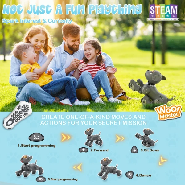 Robot Dog Toy for Kids Voice Remote Control Pet Interactive Touch Sensors 20+ Mode Robotic Puppy Toy Boys Girls - Image 5