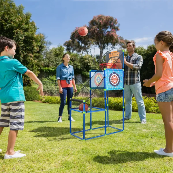Kids Basketball Arcade Game 2-in-1 Indoor Outdoor Basketball & Sticky Balls Game - Image 4