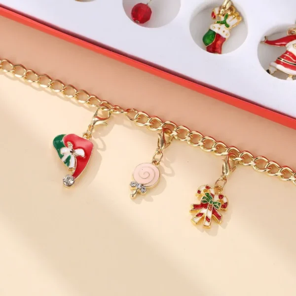 New Christmas Ornaments 's Gift Box Countdown Calendar Gift Box Advent Golden Bracelet Necklace Blind Box Set - Image 5