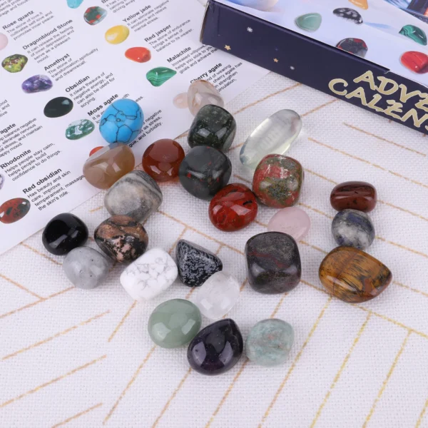 Crystals Christmas Calendar Wear Resist 24 Grid Ore Crystal Gemstone Box Natural Healing Stone Calendar Christmas Countdown Gift - Image 3