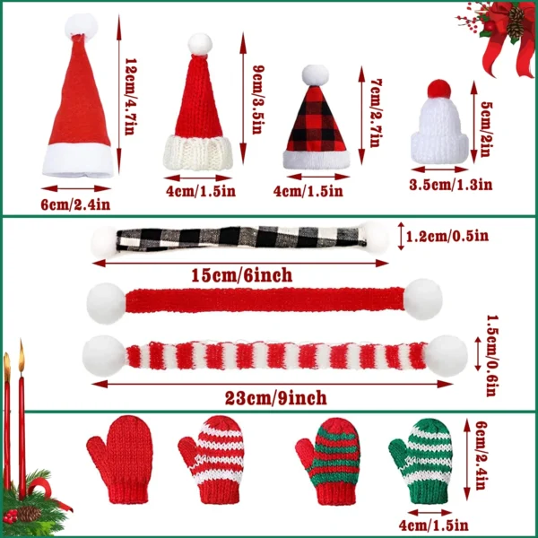Mini Santa Hat Scarf Knit Hats Glove Crafts Christmas Doll Tree Ornaments Decorations DIY - Image 2
