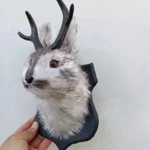 Animal Heads Wall Decor Faux Deer Bunny Head Mount Animal Sculptures Wall Hanging Decoration for Living Room Bedroom Kitchen