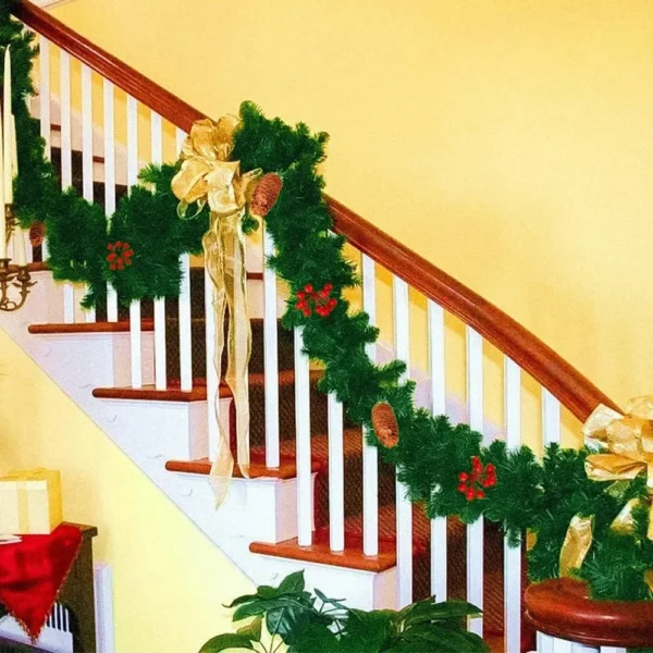 9ft Christmas Garland Bushy Pine Green Decoration Stairs Fireplace Xmas 270cm - Image 5