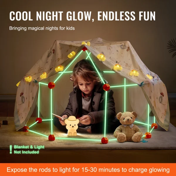 Fort Building Kit Children's DIY Indoor Castle Beading Stem with 96 Rods and 44 Balls Play Tent Toy for 4+ Kids Gifts - Image 3