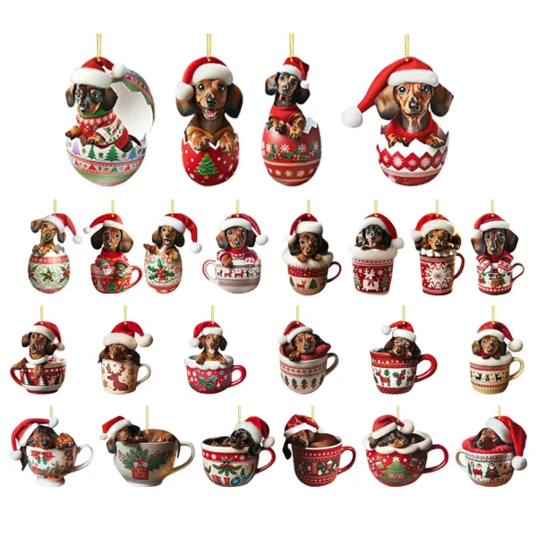 Dachshunds Christmas Advent Calendar W/Dachshunds Figure Ornaments Christmas Countdown Calendar Xmas Gifts for Dog Lover
