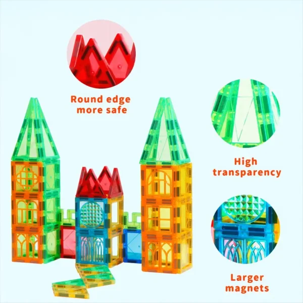 Magnetic Tile Set For Kids Magnetic Building Blocks Construction Game Children Montessori Magnets Toys Christmas Gifts - Image 2