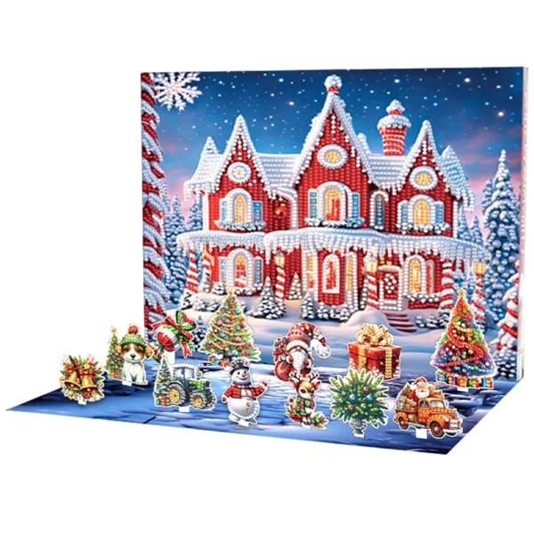 Christmas Wukong Diamond Painting Ornament Countdown Calendar Box DIY Diamond Desktop Decor Countdown Surprise Box for Beginner