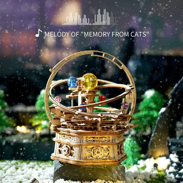 84pcs Rotatable DIY 3D Starry Night Wooden Model Building Kit Block Assembly Music Box Toy Gift for Children Adult - Image 3