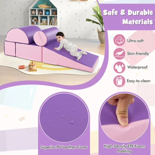 5-Piece Climb and Crawl Activity Play Set Sliding Safe Soft Foam Playset - Image 6