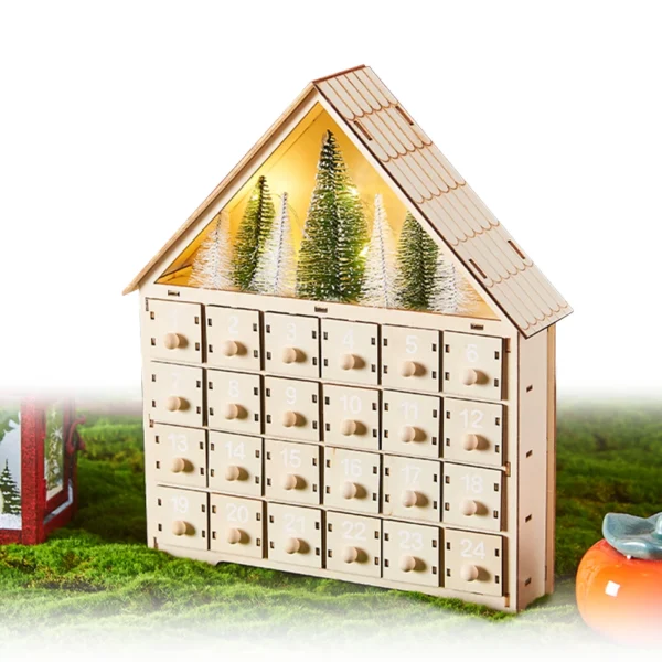 Wooden LED DIY Light Up 24 Days Countdown Calendar with Drawers Countdown To Christmas Calendar for Christmas Holiday DIY Gift - Image 3