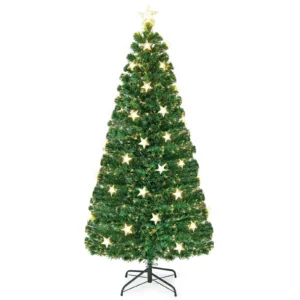 6FT Pre-Lit Artificial Christmas Tree Fiber Optics Xmas Tree 8 Lighting Modes
