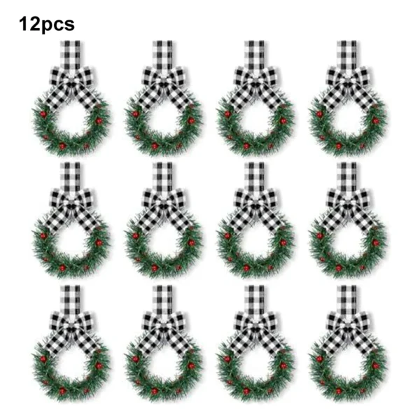 Green Leaf Wreath Kitchen Decoration With Ribbons Festive Charm For Cabinets Grid Elements Style 1 - Image 2