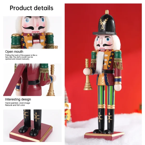30cm Christmas Handmade Nutcracker Wooden Soldier Creative Wooden Doll Gift For Home Desktop Decoration - Image 2
