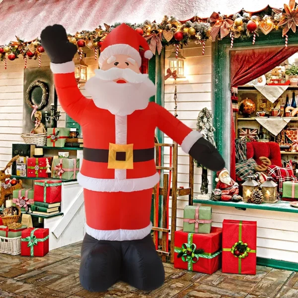 Inflatable Waving Hand Santa Claus 2.4M Illuminated Santa Claus Ornament with LED Light for Xmas Garden Party Decor - Image 3