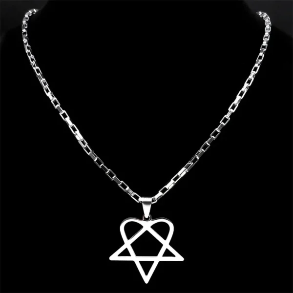 Hip Hop Rock Music Him Heartagram Star Heart Necklace for Women Men Stainless Steel Y2k Black Metal Band Goth Punk Chain Jewelry - Image 5