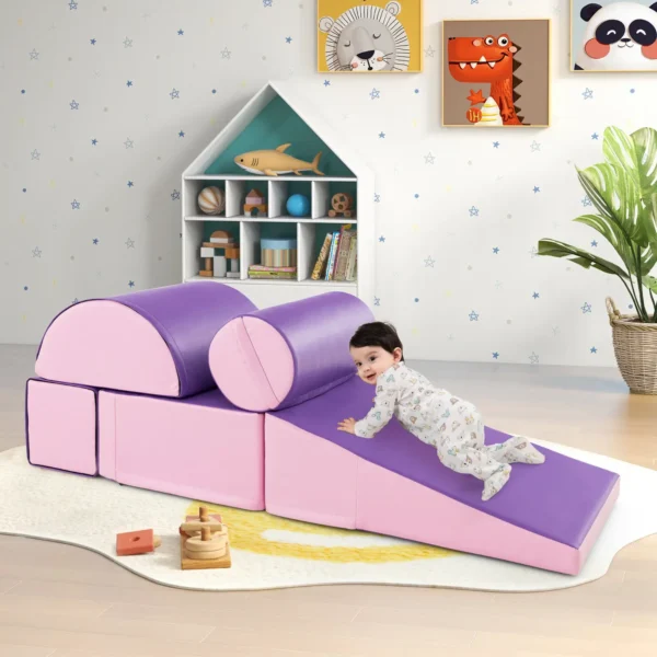 5-Piece Climb and Crawl Activity Play Set Sliding Safe Soft Foam Playset - Image 3