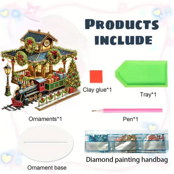 Acrylic Diamond Painting Desktop Decors Bedroom Table Decor Special Shape Christmas Tree Diamond Painting Tabletop Ornaments Kit - Image 4