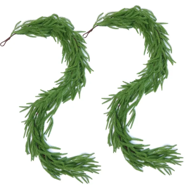 Artificial Norfolk Pine Garlands, Real Touch Winter Pine Garland, Green Artificial Greenery Garland for Christmas Decorations - Image 2