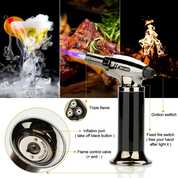 Cocktail Smoker Kit With Torch 4 Wood Chips Whiskey Stones Spoon Ice Tong Smoker Accessories Without Butane For Bartender - Image 4