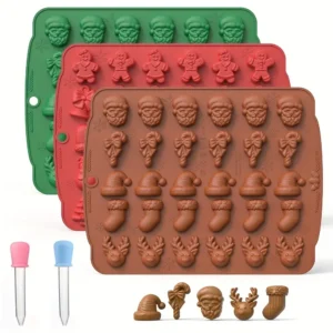 Christmas Silicone Chocolate Mold Gingerbread Man Xmas Tree Snowman Gloves Gummy Candly Mould Kitchen Party DIY Baking Tool