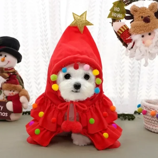 Merry Christmas Pet Clothes Dog Cloak Pet Cape And Shawl Puppy Cosplay Santa Tree Costume Happy Festival Coat Supplies Wholesale - Image 3