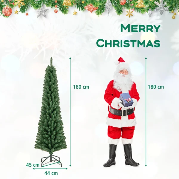 180 cm Pencil Christmas Tree, Artificial Xmas Tree with 392 Memory Wire Branch Tips & Upgraded Metal Stand - Image 2
