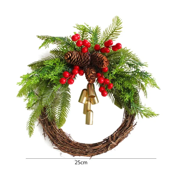 Christmas Atmosphere Decorative Garland Hanging Xmas Tree Wreath Simulation with Pinecone Bell for Shopping Mall Outdoor - Image 4