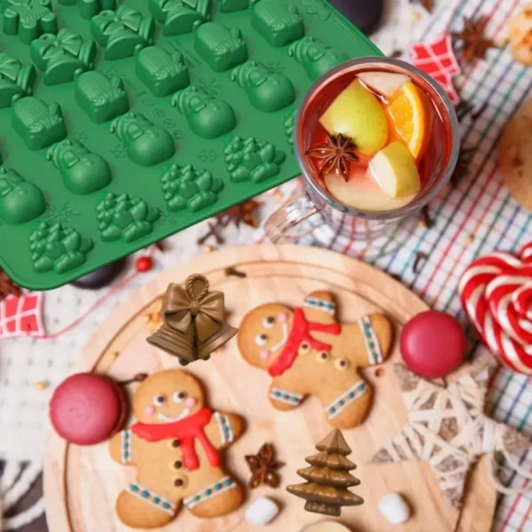 Christmas Silicone Chocolate Mold Gingerbread Man Xmas Tree Snowman Gloves Gummy Candly Mould Kitchen Party DIY Baking Tool - Image 3