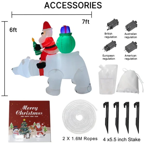Christmas Inflatables 8FT 245cm Glowing Santa Claus with LED Outdoor Home Cafe Decoration Party Garden Xmas Decor - Image 5