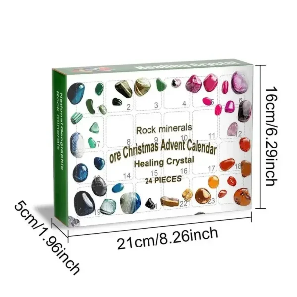 Crystal Advent Calendar 24-Grid Natural Stones and Minerals Rock Collection Christmas Countdown Gift Box for Kids and Adults - Image 6