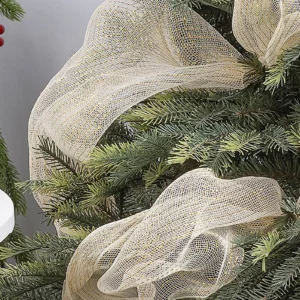 gauze 50CM Champagne Christmas tree decoration Gold silver ribbon Christmas decorations pendant wire mesh