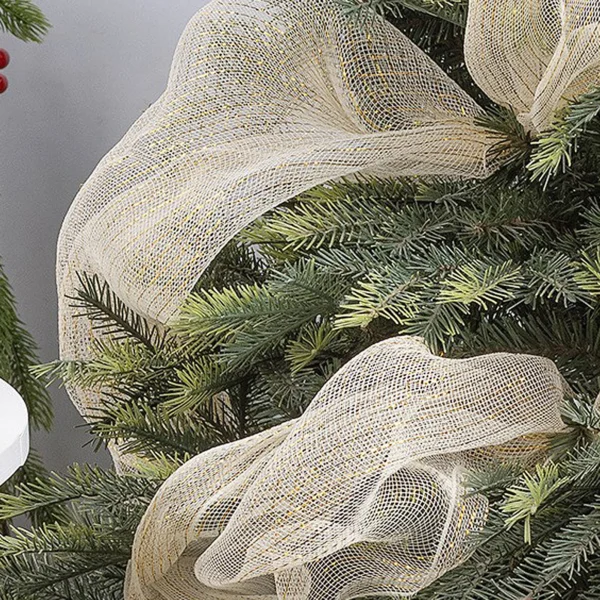 gauze 50CM Champagne Christmas tree decoration Gold silver ribbon Christmas decorations pendant wire mesh