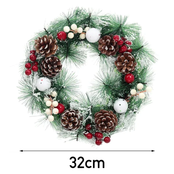 32cm Snowflake Pine Cone Christmas Artificial Wreath - Image 5
