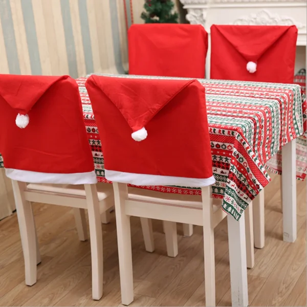 Santa Hat Chair Cover Xmas Table Decoration Dining Chair Back Cover Christmas Festive Art Kitchen Table Decorative Case Party - Image 5