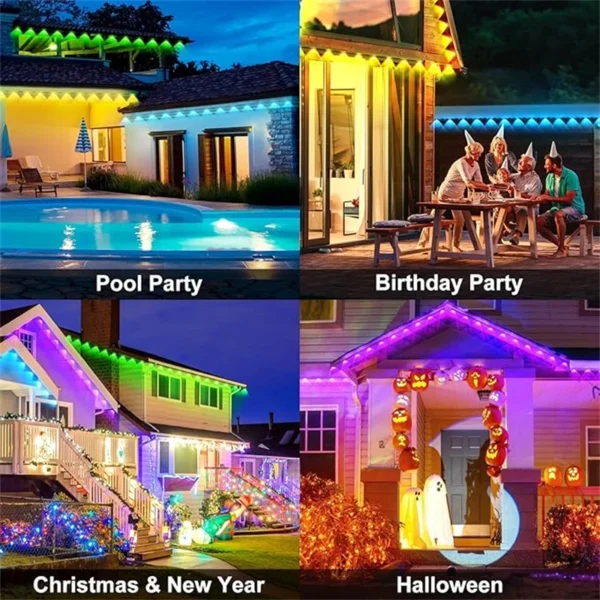 60M Smart RGB Eave Lights App & Remote IP67 Permanent Outdoor LED String Lights Home New Year Christmas Birthday DIY Lighting - Image 5