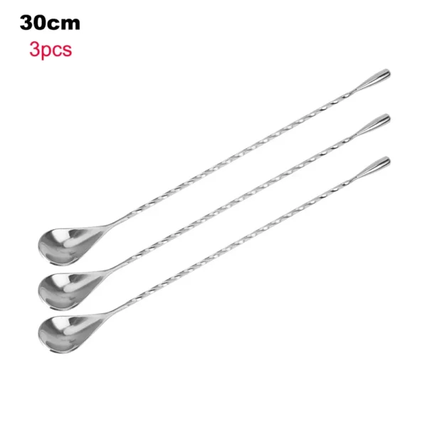 30/40cm Stainless Steel Stir Bar Spoon Mixing Ounces Cocktail Spoon Spiral Pattern Bartender Tools Teadrop Spoon Bar Tool - Image 3