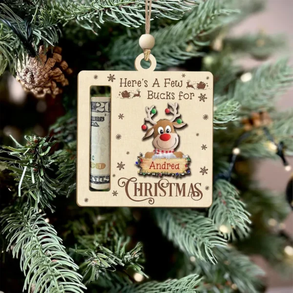 Christmas Tree Ornament with Secret Compartment - Wooden Gift Card & Cash Holder for Surprises - Image 5