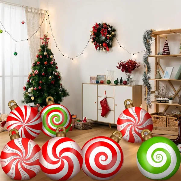 24 Inch Giant Inflatable Christmas Balls Large Outdoor Decorated Ball with Light and Remote PVC Giant Inflatable Christmas Balls - Image 2