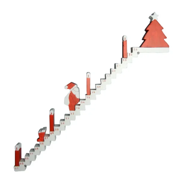 Christmas Advent Calendar Wooden Sign Santa Climbing Stairs Christmas Countdown Calendar 24 Days Xmas Countdown Calendar - Image 2